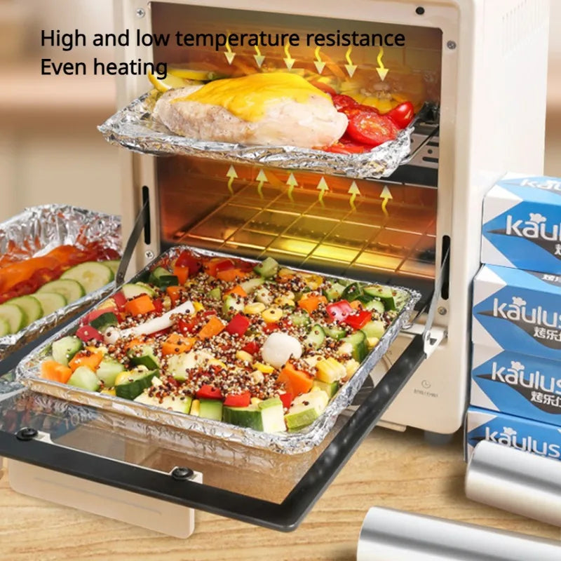 Zackoo 10/20/40M Aluminium Foil for Baking Wrap Disposable Airfryer Oven BBQ Tin Foil Food Grade Oil Paper Kitchen Catering Tin