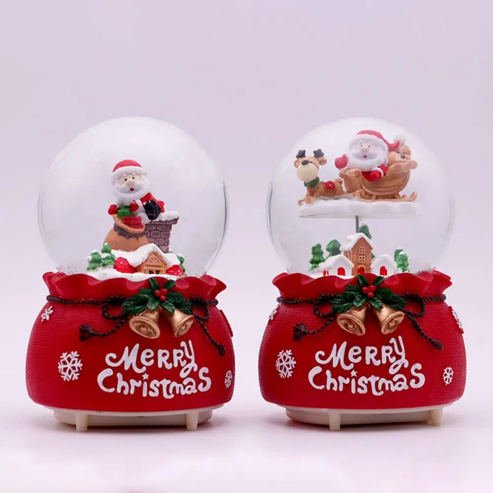 Christmas Snow Globe Realistic Shape Glowing Crafts Music Snow Globe Santa Claus Statue Music Snow Globe Ornament