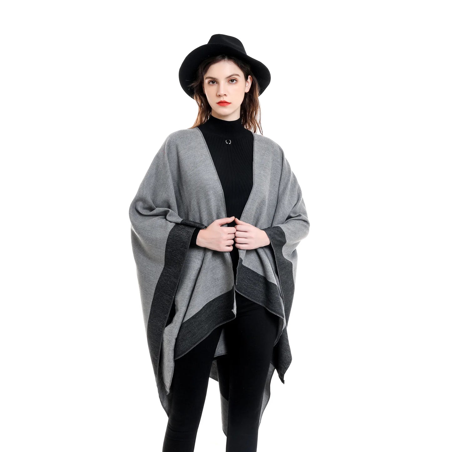 Ethnic Style Plus Size Imitation Cashmere Split Shawl Cloak Scarf Women Winter Warm Cappa