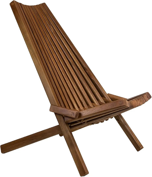 Chair for Outdoor - Low Profile Acacia Wood Lounge Chair with FSC Certified - Fully Assembled Outdoor Foldable Chairs