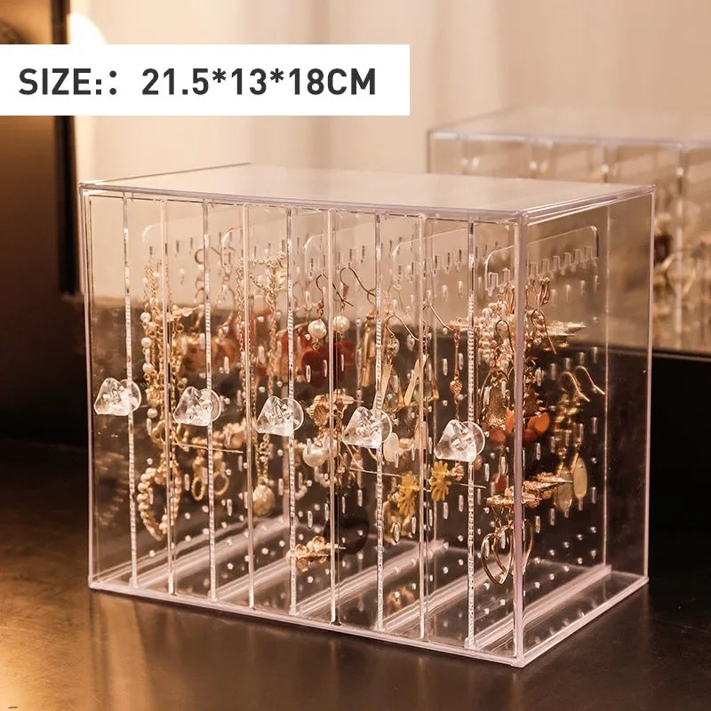 Luxury Jewelry Boxes Organizer Hanging Earrings Rack Transparent Acrylic Display Case Necklace Display Case Storage Box 3 Layers