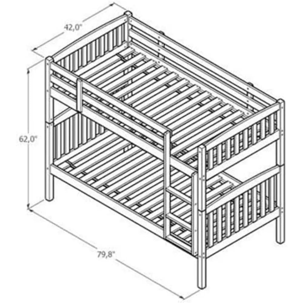 Bunk Bed, in Wood in Brown - Easy Assembly,No Necesita Somier,Wood Bunk Bed Frame