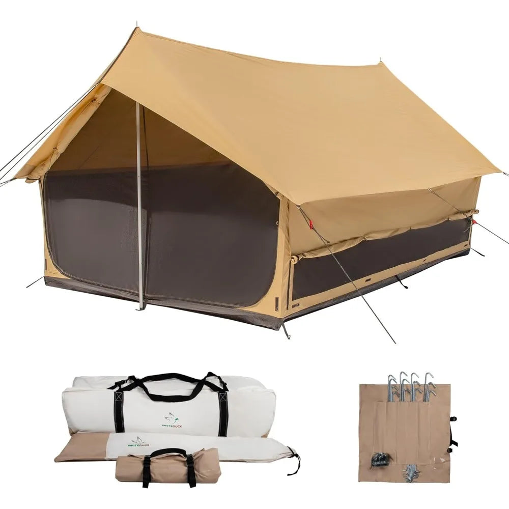 Rover Canvas Scout Tent, (2.4 X 2.75 M)with Stove Jack- Waterproof, 4 Season Luxury Outdoor Camping and Glamping Yurt Tents