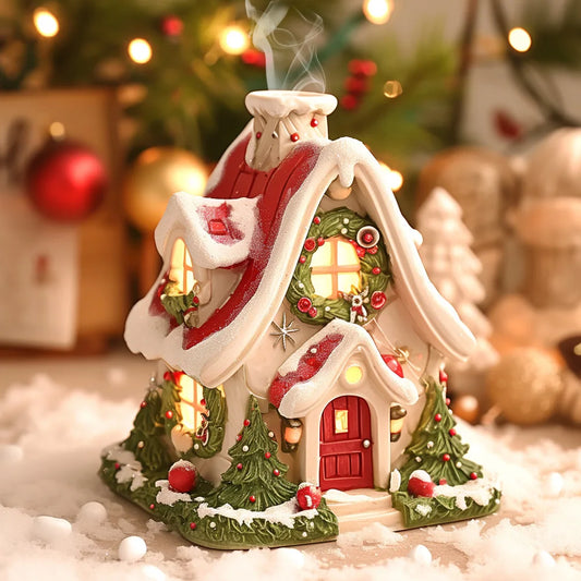 Christmas Incense Burner Creative Cottage Incense Burner Cabin Incense Burner Resin Village House For Home Decoration Gifts