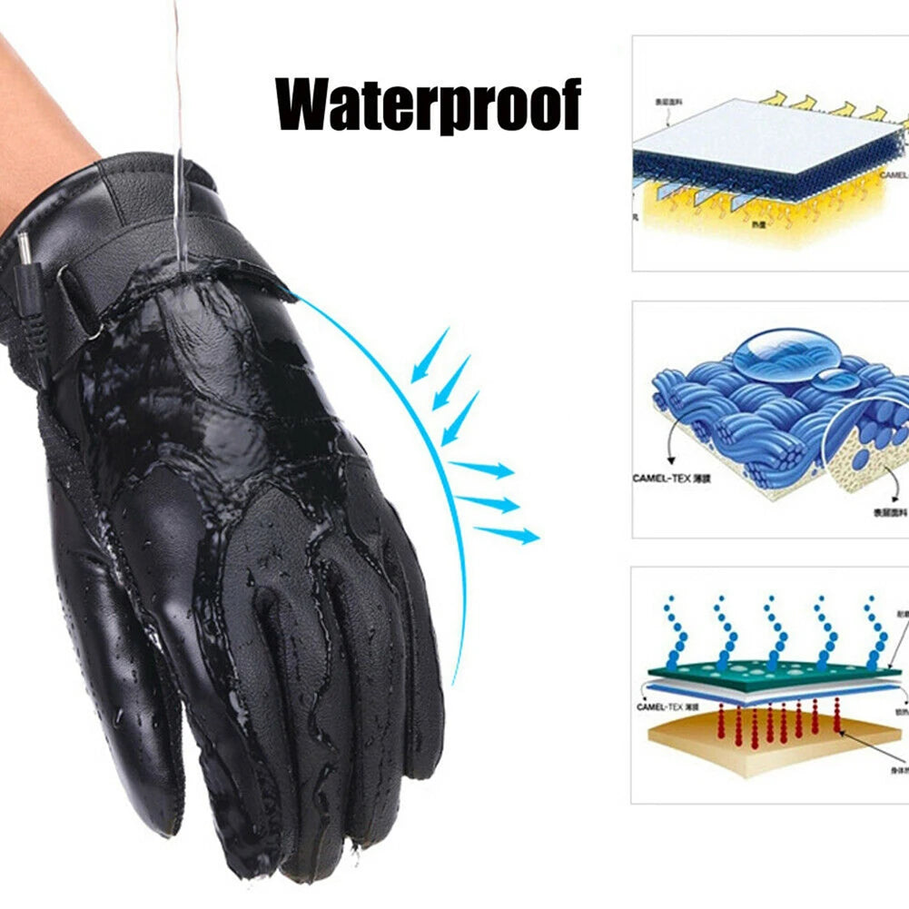 USB Winter Electric Warming Gloves Waterproof Thermal Heated Gloves Hand Warmers Winter Outdoor Warm Gloves for Off Road Skiing