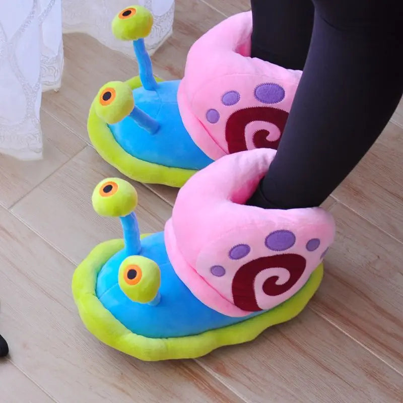 Unisex Snail Slippers Cartoon Home Indoor Sneaker Slippers Warm Plush House Shoes Cozy Soft Flip Flop Funny Shoes Women Men