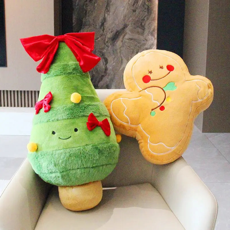 Christmas Decoration Toy Santa Claus Ginger Bread Plush Pillow Soft Snowman Deer Toys For Kids Girls Xmas Gift Decor Props Gifts