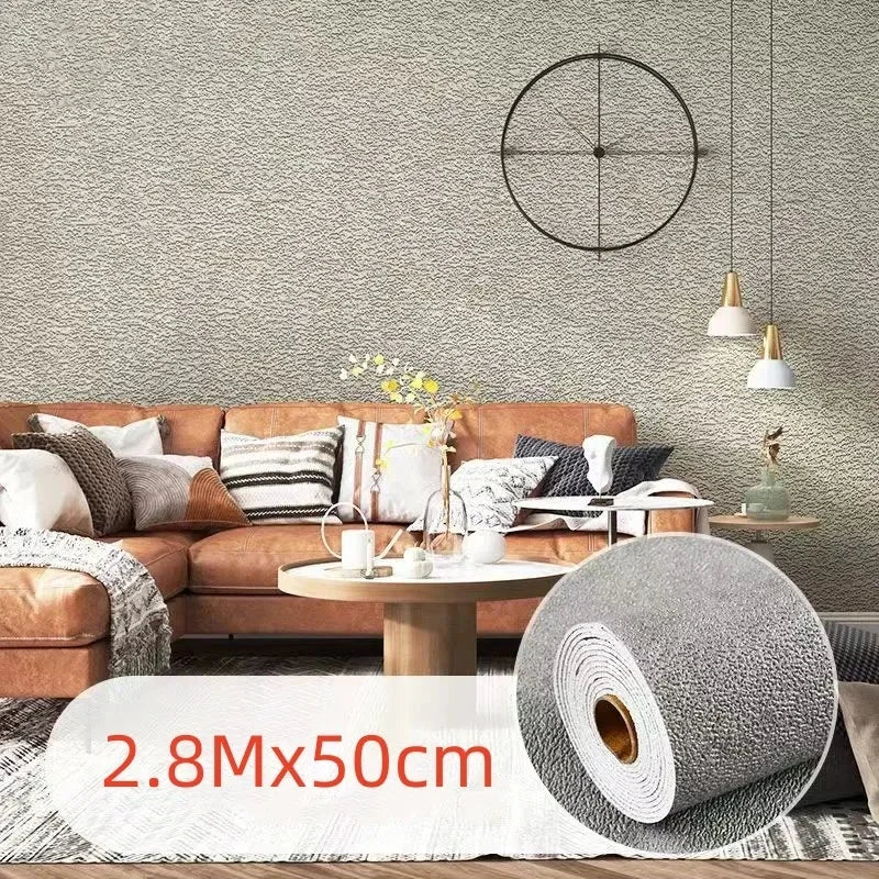 3D Anti-collision Soft Wall Sticker Sponge Self-adhesive Wallpaper Wall Sticker Waterproof Thermal Insulation Foam Wall Sticker