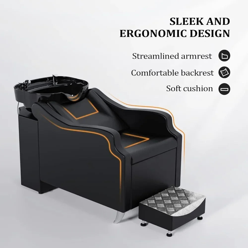 Shampoo Chair,This professional shampoo chair and bowl is a complete hair washing station,ideal for hair salons and barber shops