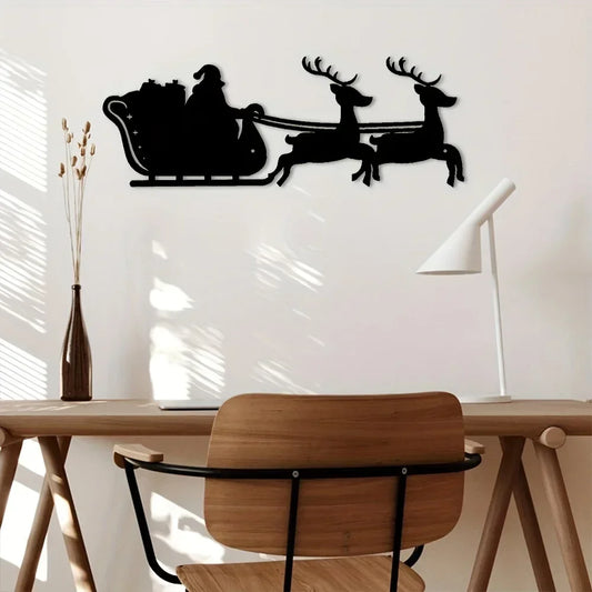 Elegant Metal Christmas Sleigh Wall Art: Perfect for Interior Decoration & Holiday Spirit