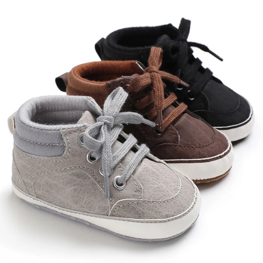 New Newborn Baby Walking Shoes Solid Color Lace Baby Casual Shoes Soft Anti-slip Cotton Soles Baby Boys Girls Four Seasons