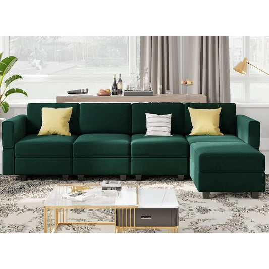 Sectionals Couch Sofas Living Room Sofa Modular Sectional Sofa Couch With Reversible Chaise - Velvet L Shaped Couch With Storage