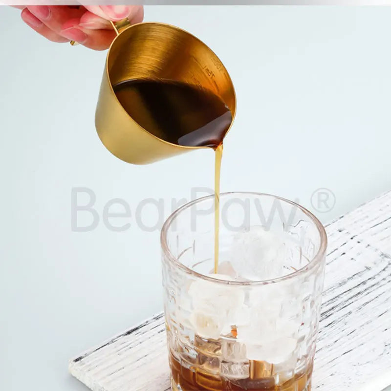 1pcs 100ml 304 stainless steel coffee extraction cup with scale, small milk urn making cup, espresso measuring cup,La Hua Cup