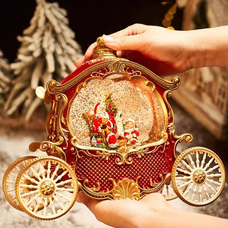 Christmas Music Box Carriage Old Man Snow Crystal Ball Snowman Children Crafts Birthday Gift Girls Adornos Navidad Home Product