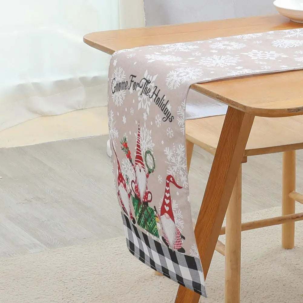 Christmas Table Runner Holiday Table Runner Festive Snowflake Gnome Print Table Runner Durable Exquisite Christmas for Home