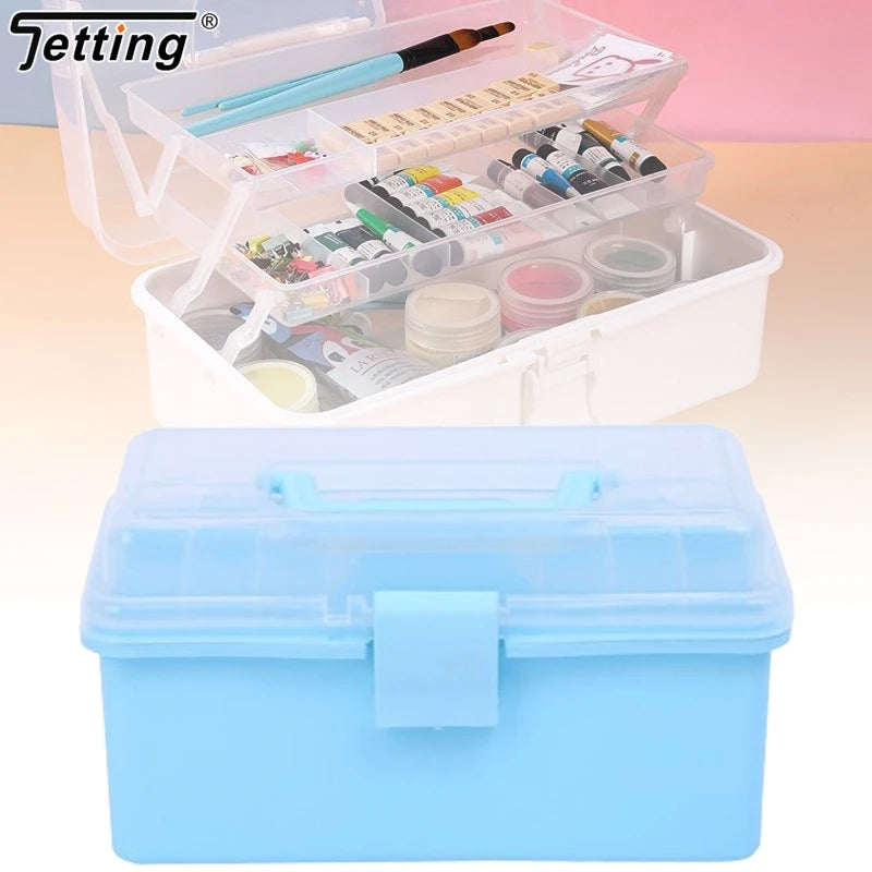 1Pcs 3 Layers Large Capacity Storage Box Foldable Multifunctional Plastic Portable Makeup Hairpin Organizer Nail Art Jewelry Box