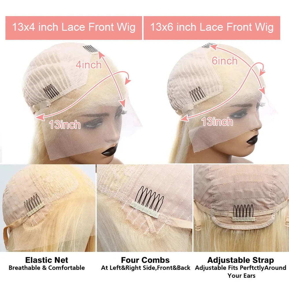 250 Density Straight 613 Blonde Lace Front Human Hair Wig 40 Inch HD Transparent 13x4 13x6 Lace Front Wigs Colored Wig For Women