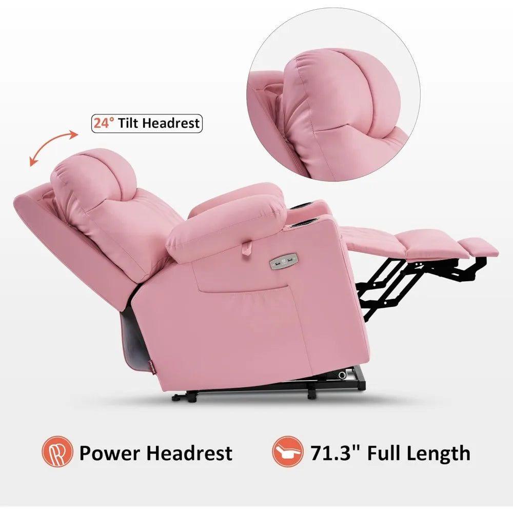 Small Size Power Lift Recliner Chair Sofa with Massage and Dual Heating, Adjustable Headrest for Elderly People Petite,USB Ports