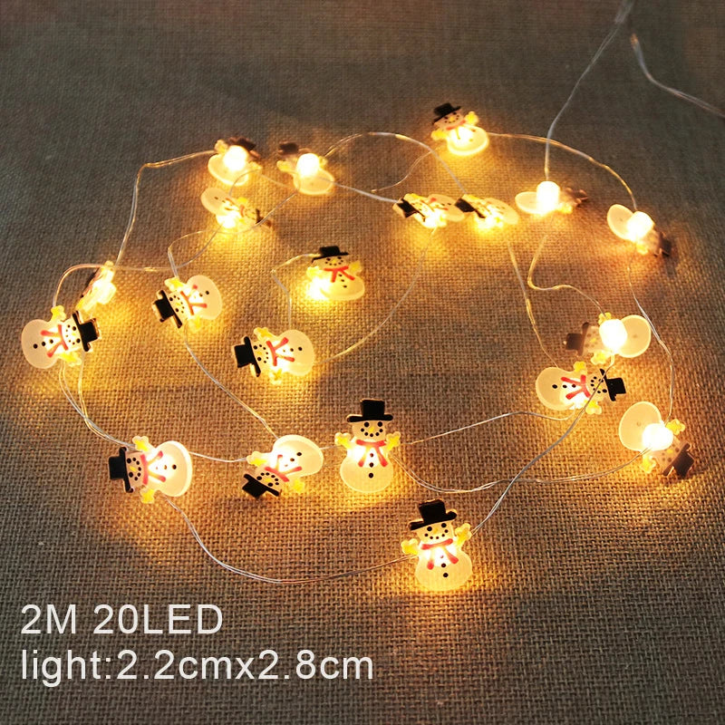 Santa Claus Snowman LED Light String Christmas Decoration For Home Xmas Tree Ornament 2024 Navidad Kids Gift 2025 New Year