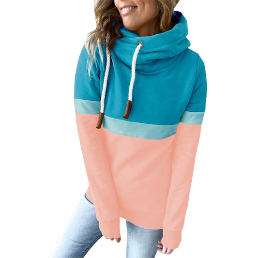 Fashion Women's Hoodie Casual Hoodies Pullovers Sweatshirts female Top Tricolor personality High Neck Hoodies Sweatshirt