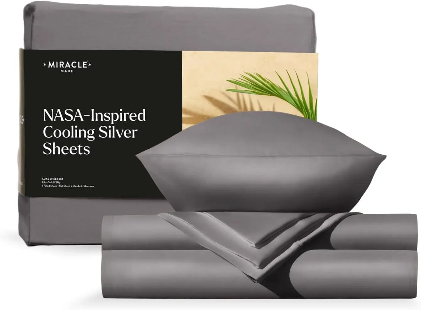 Size 4-Piece Sheet Set - 300 Thread Count Comfy Cooling Sheets - Silver-Infused Temperature Control Sheets - Breathable