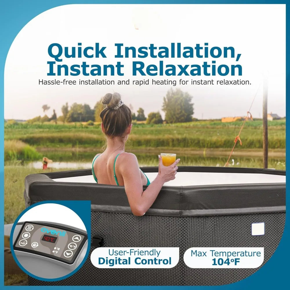 Hot Tub Spa,Up To 6 Persons,90 Bubble Jet Holes,104-degree F Rapid Heating System,Digitally Controlled Pump,Inflatable Hot Tub