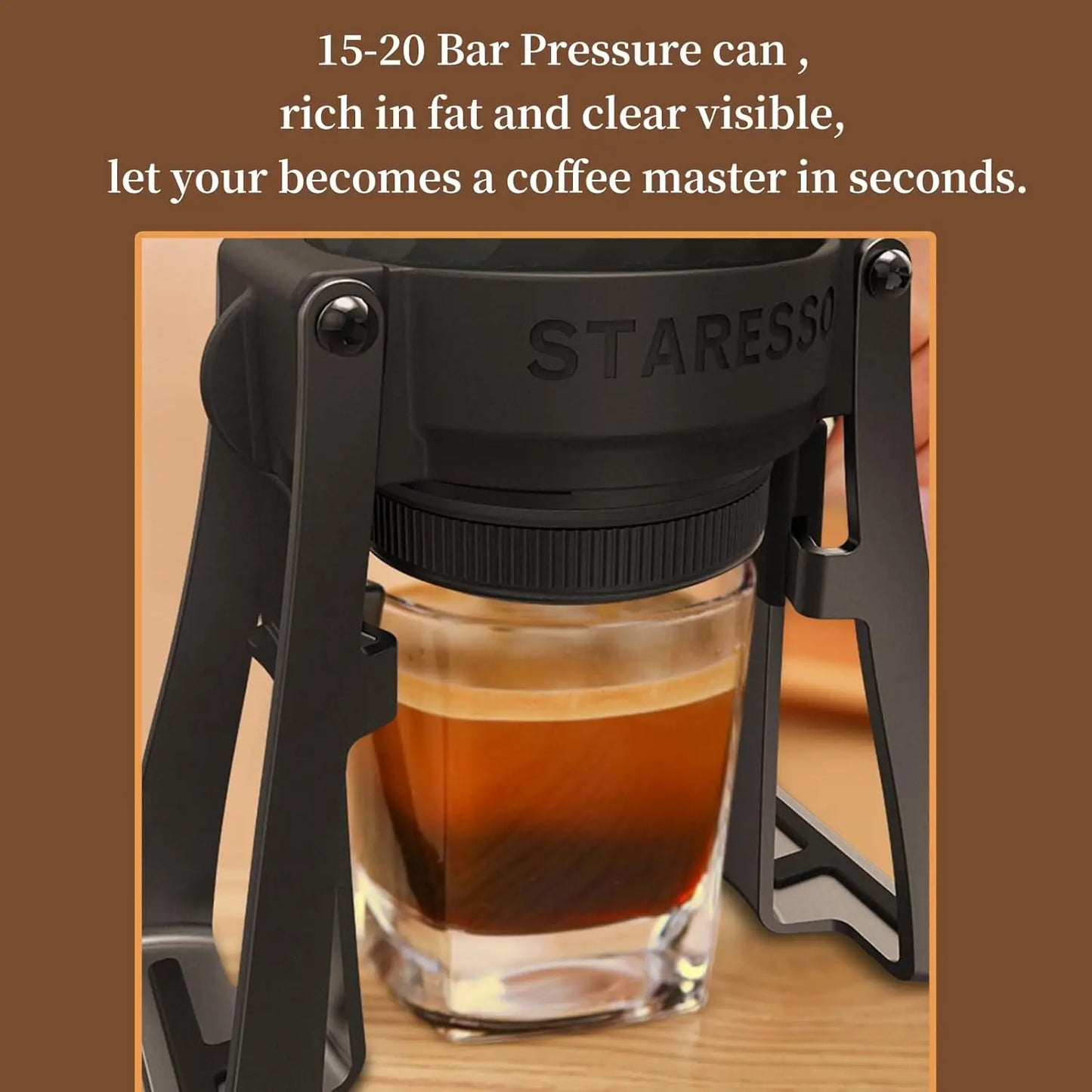 Portable Coffee Maker, Professional Travel Coffee Maker, 20Bar Pressure, 180ml Water Tank, Manual Portable Espresso