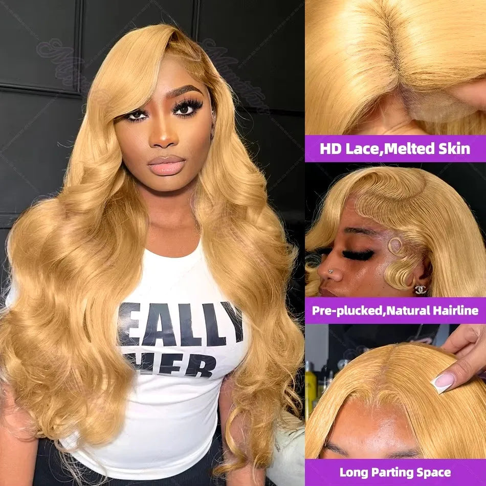 27 Honey Blonde Wig Human Hair 13x6 Hd Lace Frontal Wig 200 Density 13x4 Hd Transparent Preplucked Body Wave Human Hair Wigs