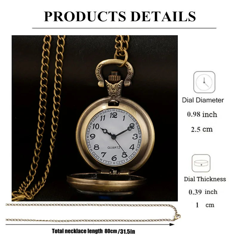 Vintage Pocket Watch Bohemia Cool Elegant Exquisite Clock With Necklace Chain Retro folk-custom Female Ladies Relogio Best Gift