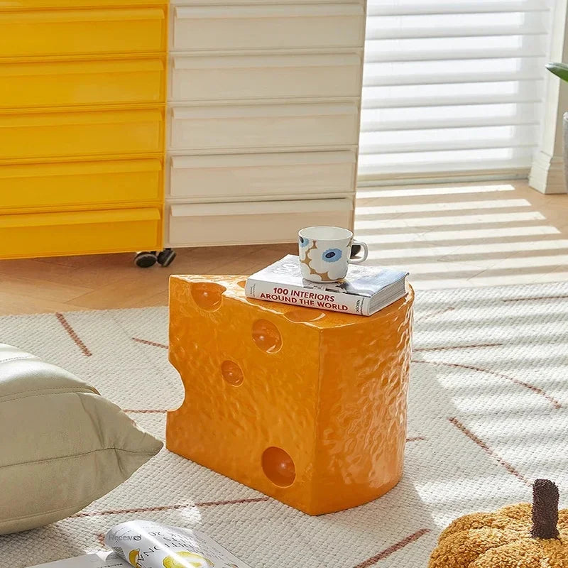 Trendy Home Cheese Stool Creative Shoeshine Stool Living Room Tea Table and Sofa Side Table Unique Furniture Piece