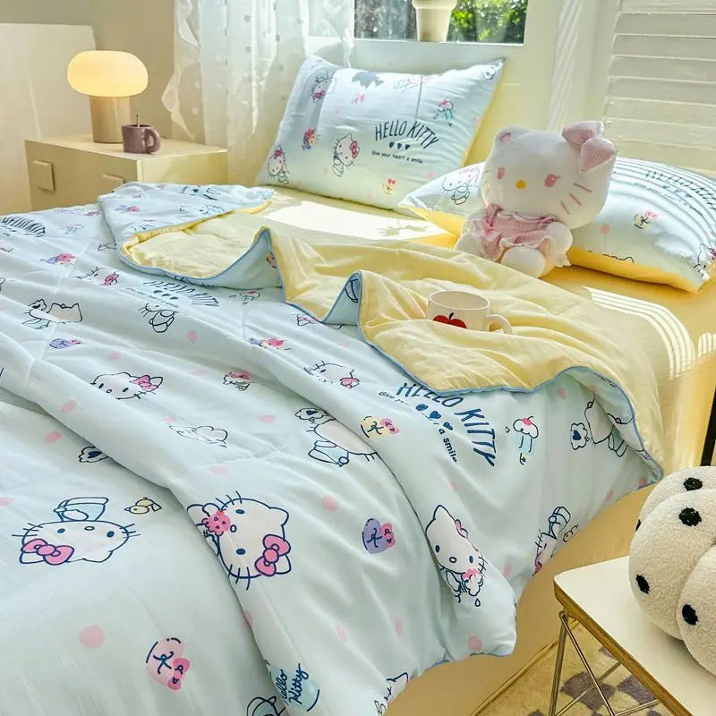 New 2024 Sanrio Anime Kawaii Hello Kitty Kuromi Winter Thickened Plush Soft Blanket Cute Cartoon Cinnamoroll Warn Shawl Blanket