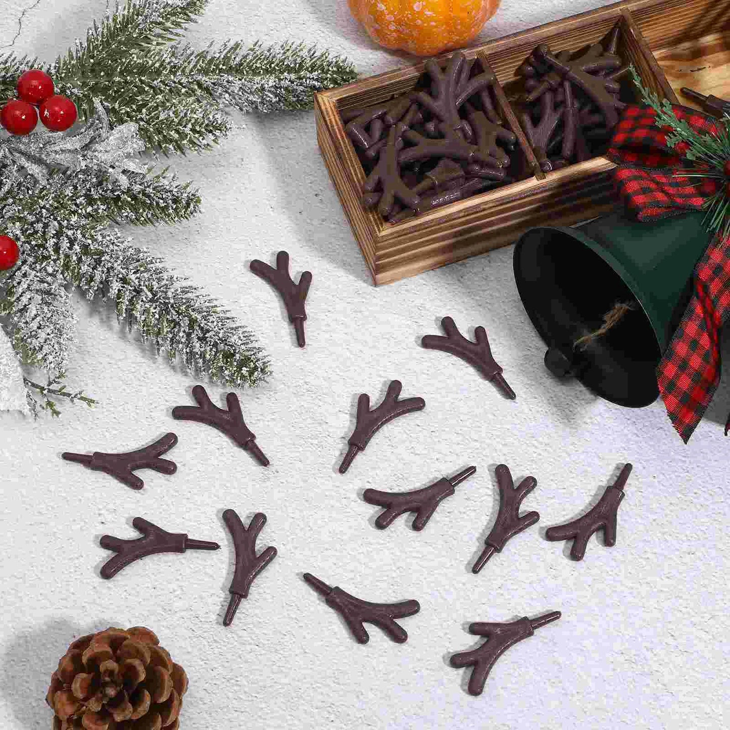 100 PCS Xmas Decorations Nativity Ornaments Christmas DIY Accessories Branch Antlers Craft Lantern Cake Man