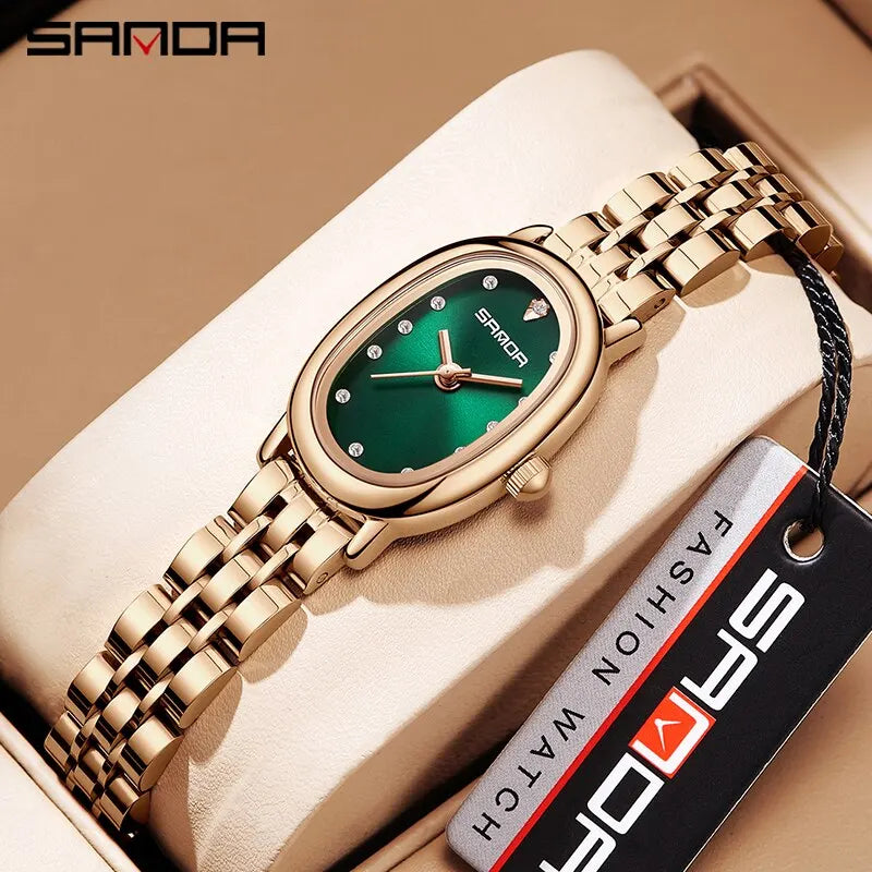 SANDA Women Quartz Watches Luxury Fashion Diamond Ladies Watch Waterproof Stainless Stain Wristwatch Girlfriend Gift Dress Watch