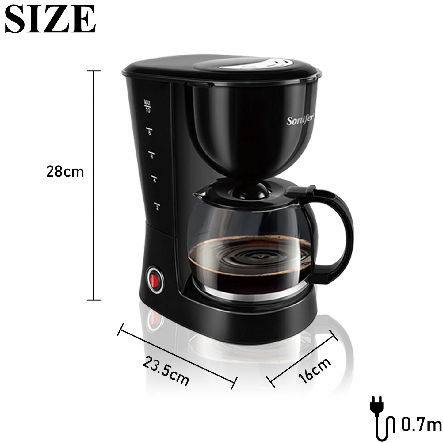 1.25L Electric Drip Coffee Maker 800W Household Coffee Machine 6 Cup Tea Coffee Pot Milk Coffee Maker for Gift 220V Sonifer