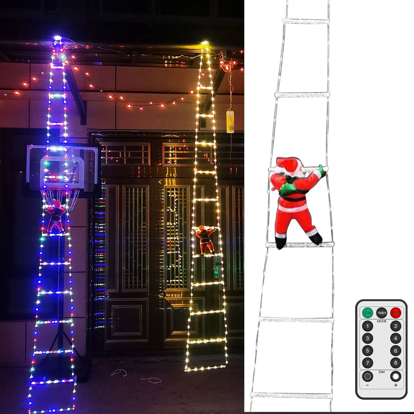 Remote Control Santa Claus Climbing On Rope Ladder Christmas Outdoor Indoor Ornament Decor Waterproof Christmas LED Lights