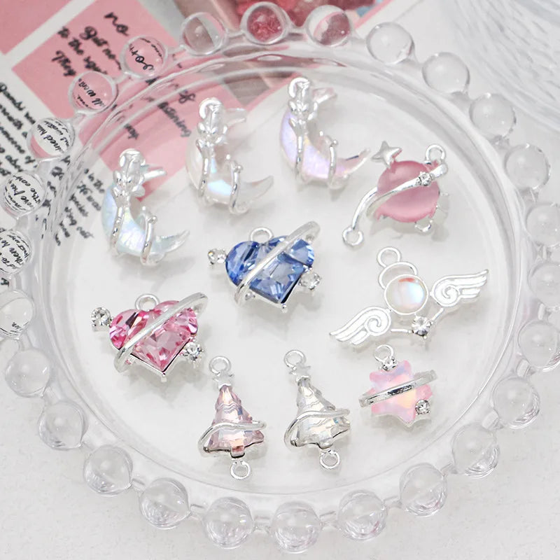 5PCS Stars Moon Christmas Tree Charms Alloy Pendant  For Jewelry Star Making Handmade Bracelet Necklace Diy Accessories