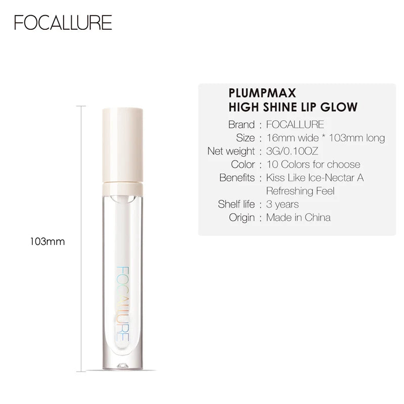 FOCALLURE Moisturizing Liquid Lipstick High Pigment Plumpling Lipgloss Waterproof Not-sticky Lip Balm Lip Tint Makeup Cosmetics