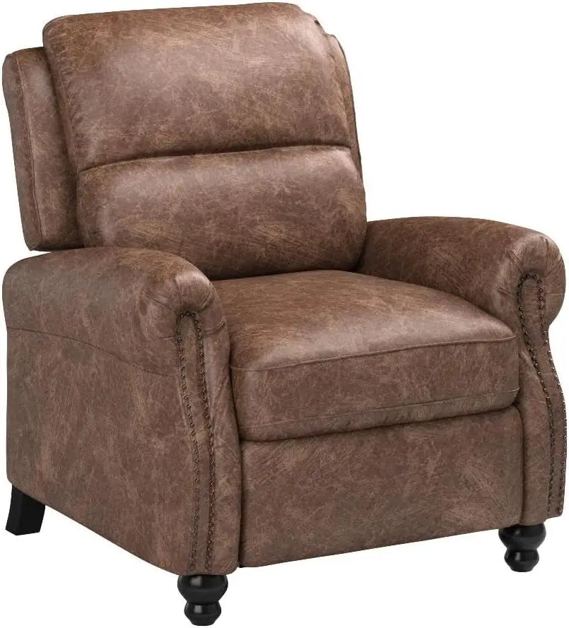 Recliner Chair Faux Leather Armchair Push Back Recliner with Rivet Decoration Single Sofa Accent Chair for Living Room