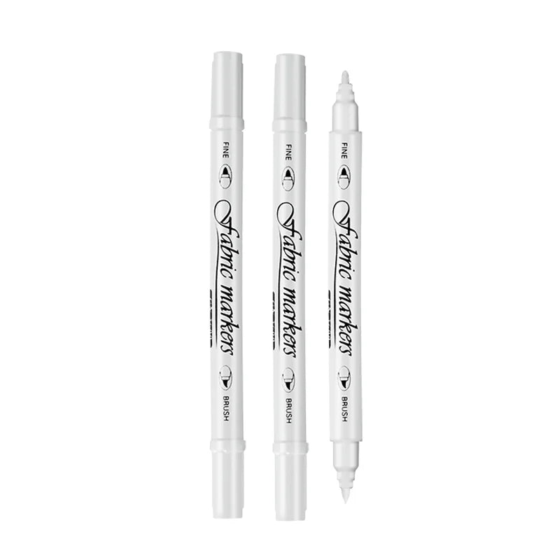 White Fabric Markers Pens Set, Dual Tip Permanent Fabric Art Paint Pens for T-Shirts Sneakers Canvas Bags Kids Adult Painting