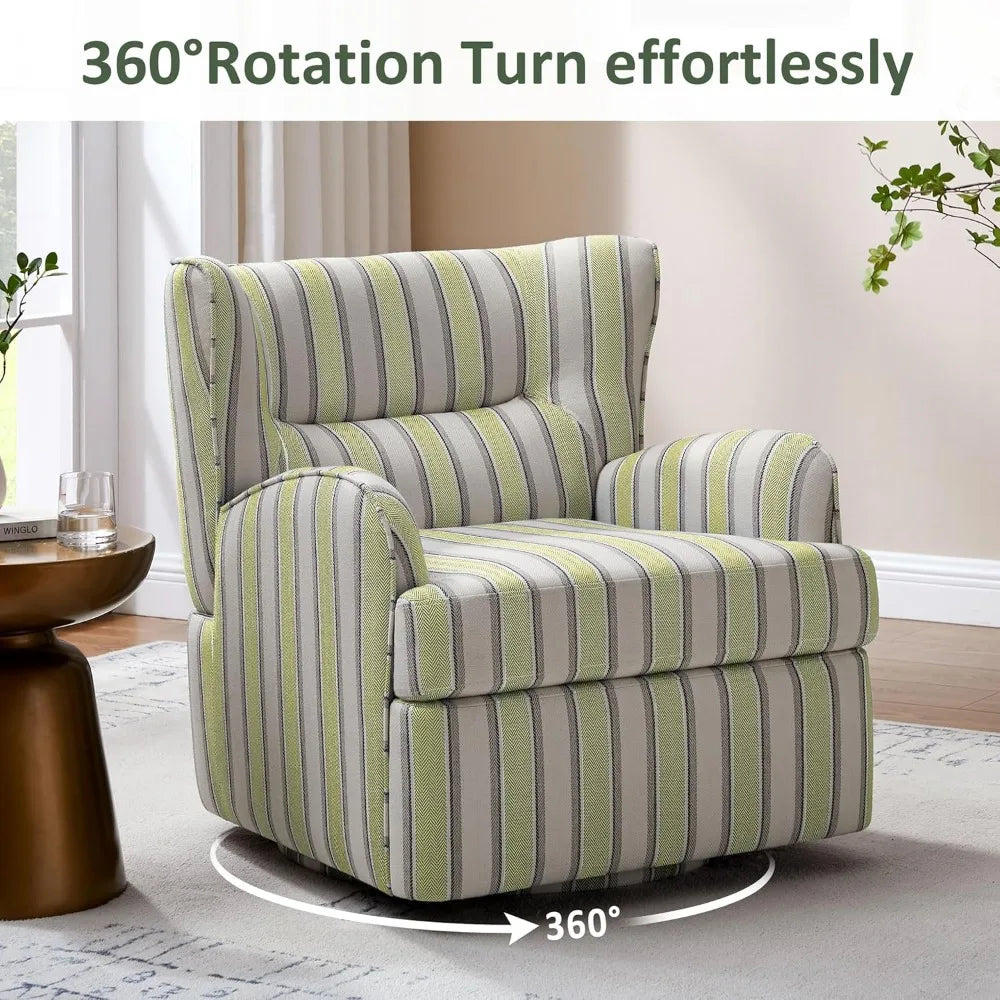 Swivel Chair,Modern 31.50" Upholstered Armchair with Stripe, Comfy Accent sofa for Living Room,Bedroom, Corner, Reading Nook