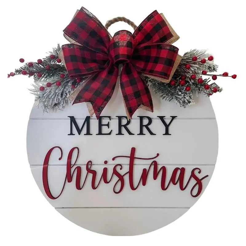 Merry Christmas Wooden Sign Wooden Christmas Front Door Sign Festive Door Signs For Home Durable Christmas Door Sign Christmas