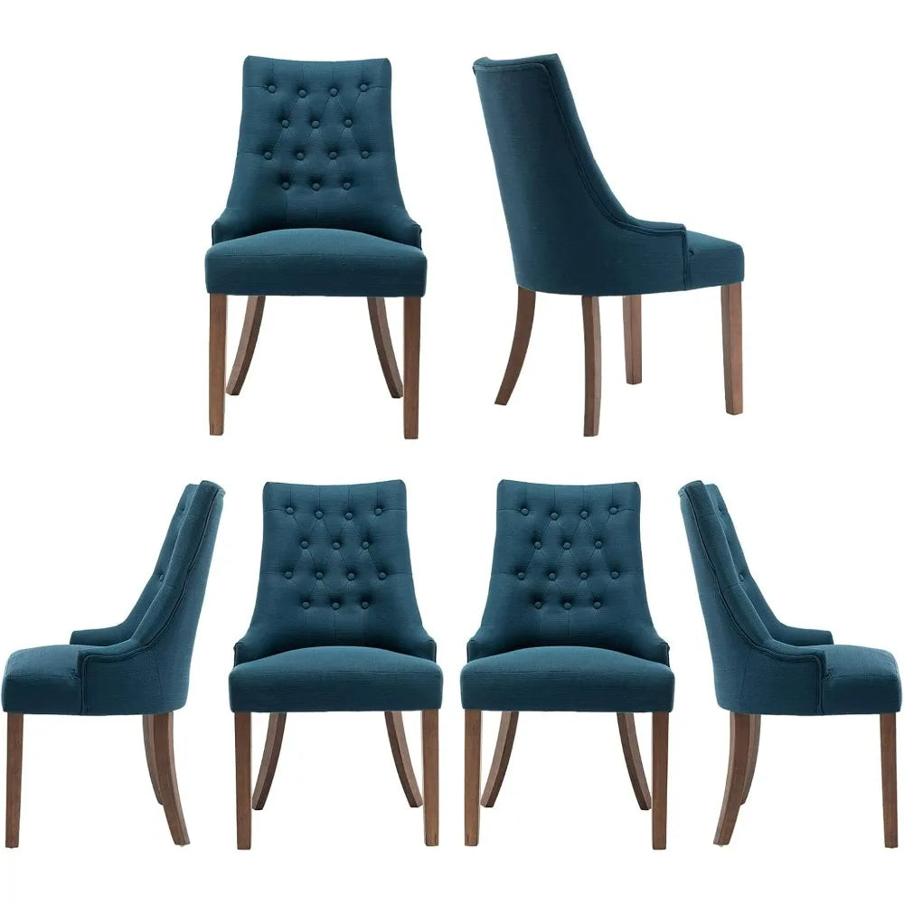 Wingback Upholstered Dining Chairs Set of 6 Fabric Side Dining Room Chairs With Tufted Button Chaises Chaise Salle a Manger Home