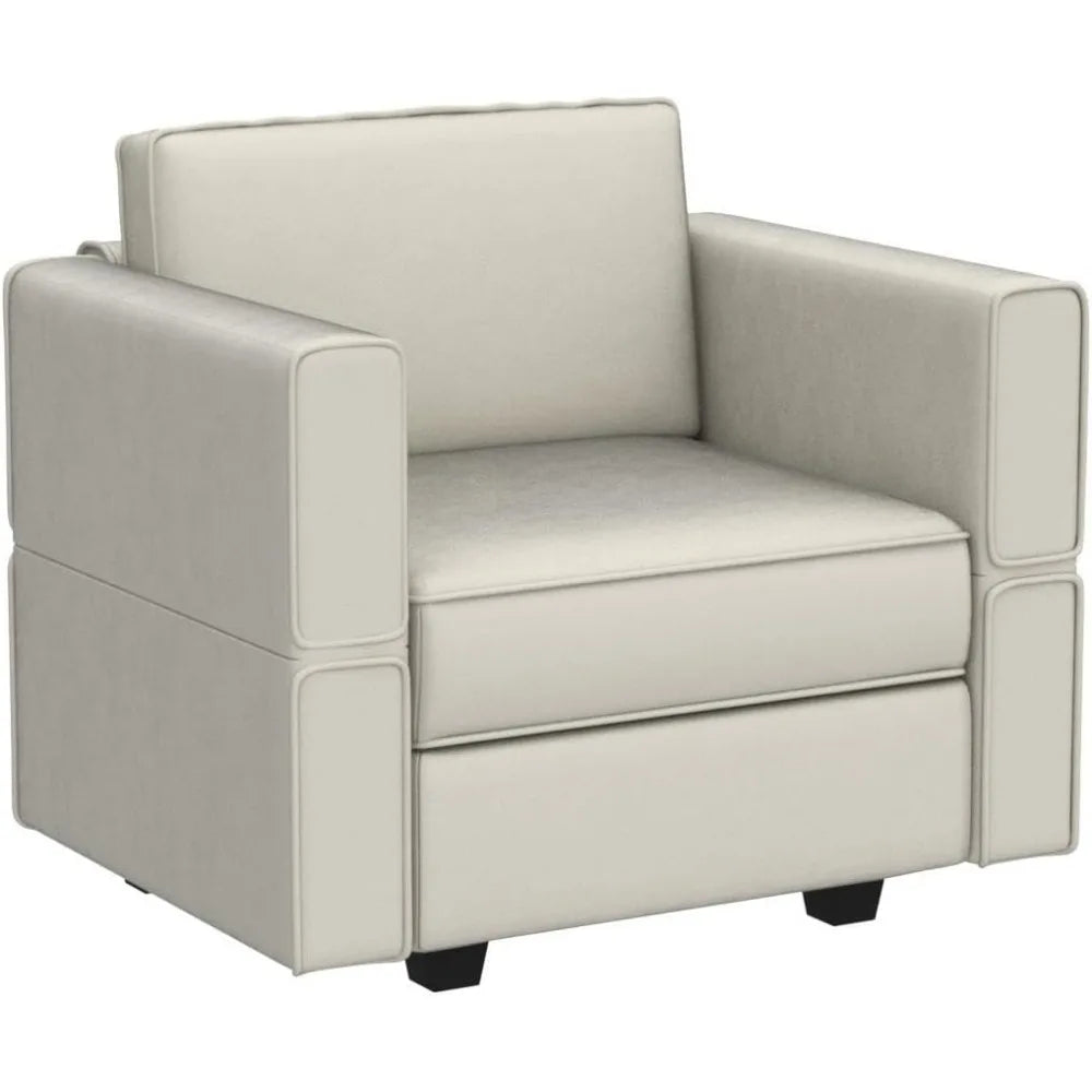 Belffin Modular Sectional Arm Chair Accent Chair with Storage Seat Single Club Chair for Apartment Velvet Grey