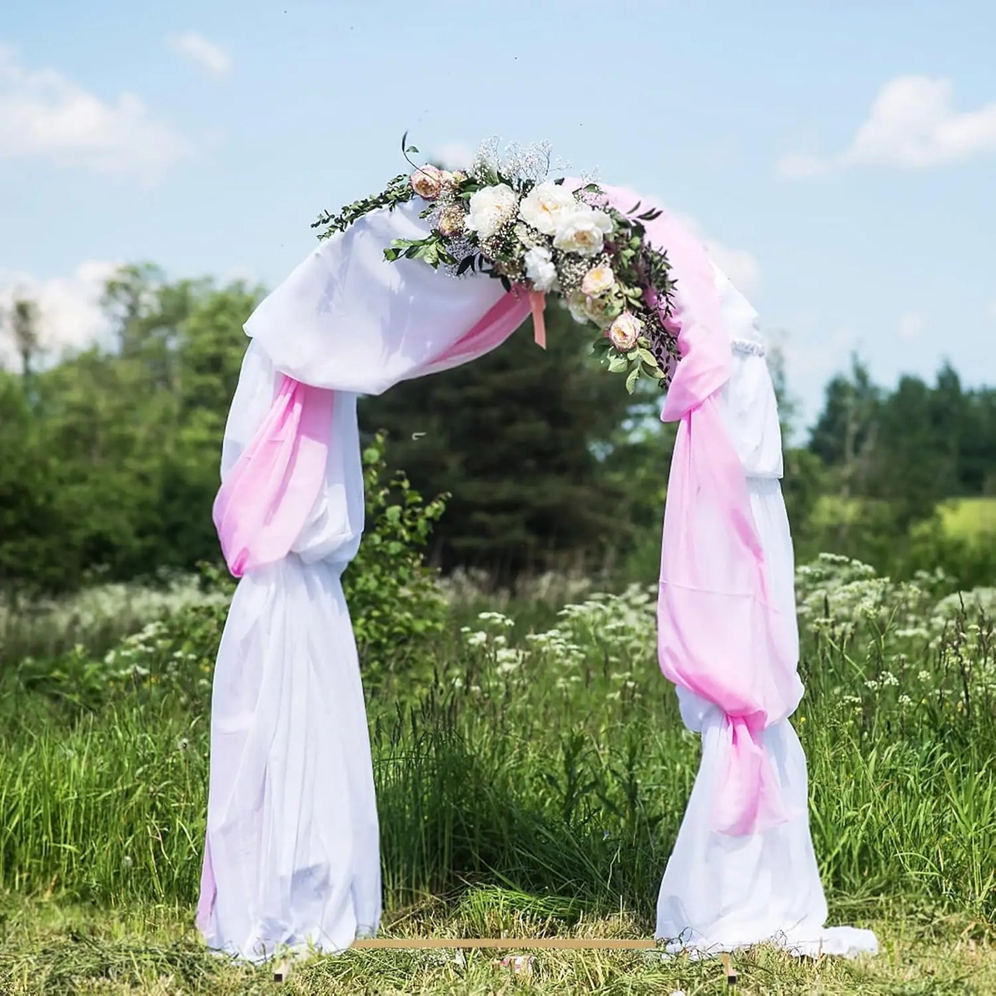 Metal Wedding Balloon Arch, Backdrop Stand Gold Arched Frame Gold Balloon Arch Stand for Ceremony Birthday Wedding Decoration