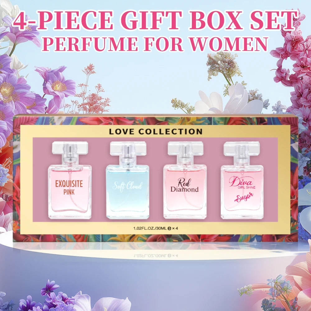 Women's Love Collection Fragrance Set Eau De Parfum Spray 4-Piece Gift Set Long Lasting 1.02 Fl Oz per Bottle