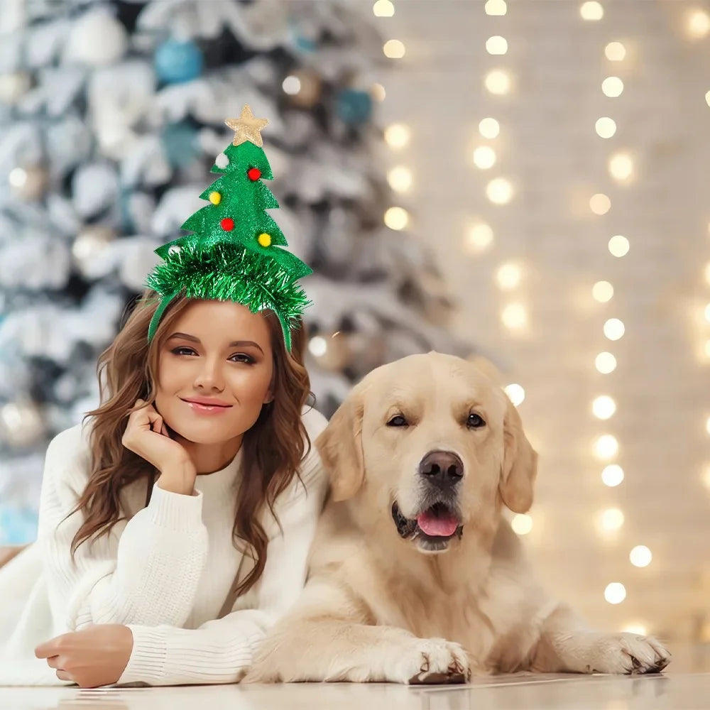 Christmas Hat Headband Xmas Elk Antler Bow Christmas Tree Headband Merry Christmas Hat Photo Props Happy New Year 2025