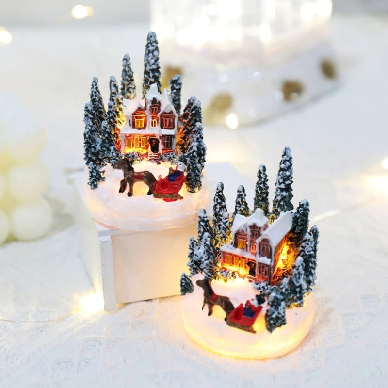 Christmas Village LED Lights Christmas Village House Figurines Battery Operated