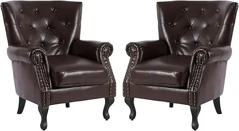 PU Leather Accent Chair Set of 2, Mid Century Modern Armchair Living Room Club Chair with Tufted Button,Living Room Chairs