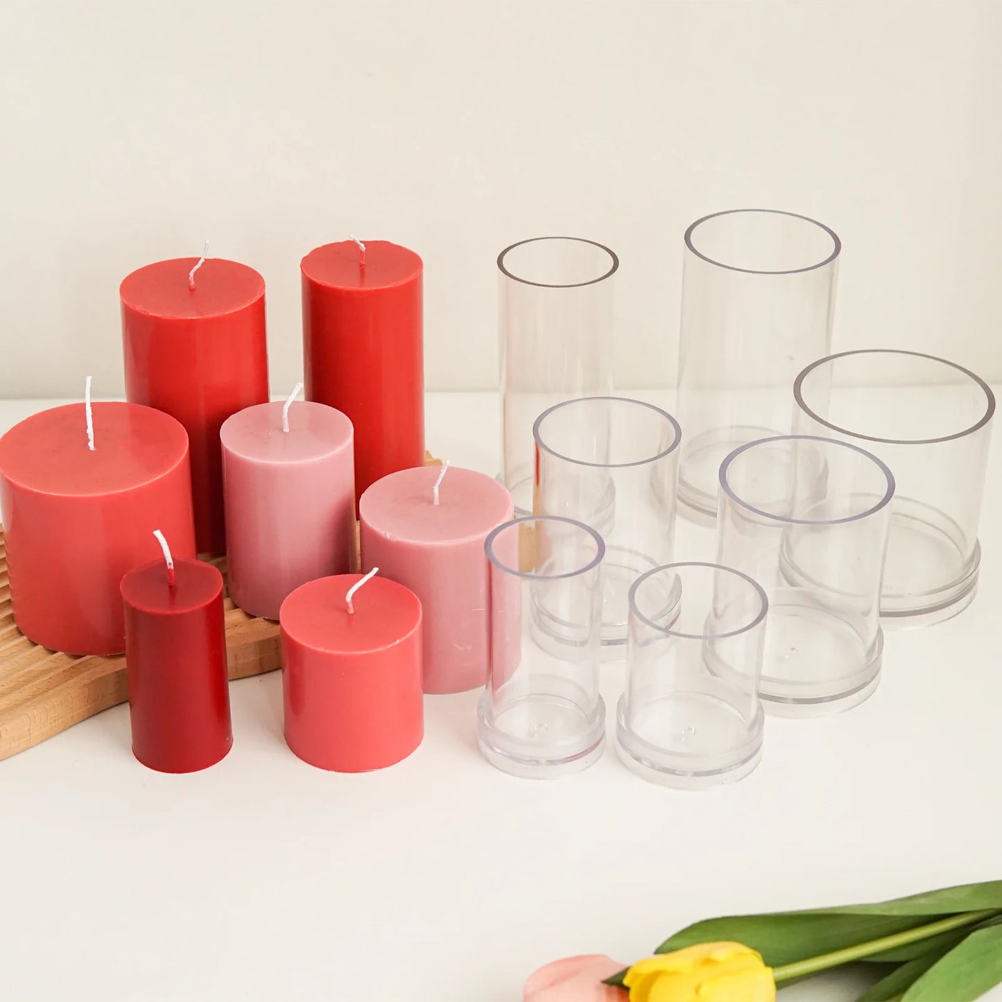 Various 3D Cylindrical Candle Mould Plastics Diy Candle Making Supplies Molds Pc Acrylic Plastic Mold Candle Making Kit Mold