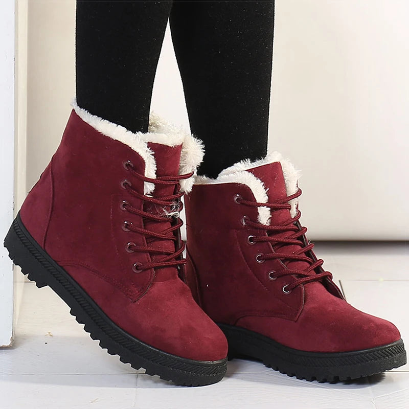 Women Boots Warm Fur Ankle Boots For Women Winter Shoes With Heels Snow Boots Winter Botas Mujer 2024 Women's Low Heel Boot